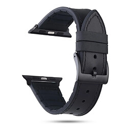 Bracelet en cuir véritable + silicone noir pour votre Apple Watch Series 3/2/1 38mm/Series 4 40mm