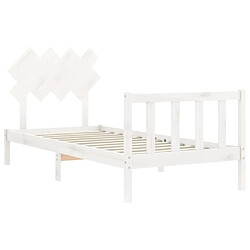 Maison Chic Cadre/structure de lit avec tête de lit pour adulte - Lit Moderne Chambre blanc simple bois massif -MN40556 pas cher