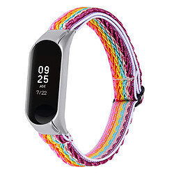 Bracelet en nylon tressée élastique réglable arc-en-ciel pour votre Xiaomi Mi Band 4/3