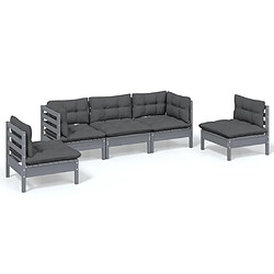 vidaXL Salon de jardin 5 pcs - Anthracite