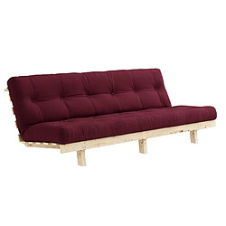 Inside 75 Banquette convertible futon LEAN pin coloris bordeaux couchage 130x190 cm.