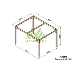 Maderland Pergola en bois lamellé-collé Tarragona 400 x 300 cm