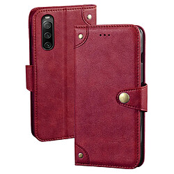 Etui en PU IDEWEI antichoc, texture fine, anti-rayures avec support pour votre Sony Xperia 10 IV 5G - rouge