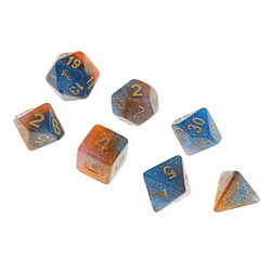 Jeu De Dés En Acrylique Polyédrique De 7 Pièces, Jeux De Société, Bleu Orange