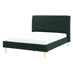 Beliani Lit double en velours vert 140 x 200 cm MARVILLE