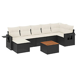 Maison Chic Ensemble Tables et chaises d'extérieur 8 pcs avec coussins,Salon de jardin noir résine tressée -GKD797934