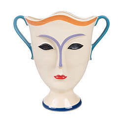 Vase Romimex Multicouleur Céramique Visage 34 x 36 x 19 cm Avec des poignées