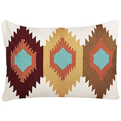 Beliani Coussin DANAPUR Bouclé 40 x 60 cm Géométrique Broderie Multicolore