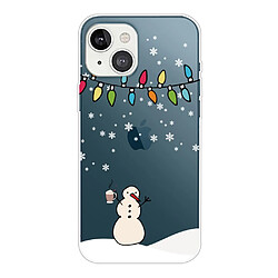 Coque en TPU antichoc, motif de Noël, antichute pour votre iPhone 14 Plus - Bonhomme de neige et thé