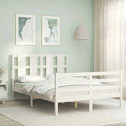 Maison Chic Cadre/structure de lit avec tête de lit pour adulte - Lit Moderne Chambre blanc petit double bois massif -MN38681