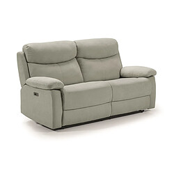 Pegane Canapé de 3 places (2 relax électriques) en tissu couleur Gris perle - Longueur 190 x Profondeur 90 x Hauteur 103 cm