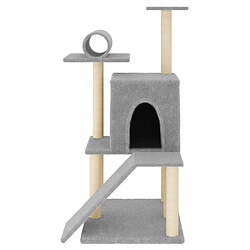 Helloshop26 Arbre à chat meuble tour grimper jouet grattage grattoir escalade plateforme avec griffoirs en sisal clair 110,5 cm gris 02_0022551