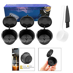 Acheter 3 Filtres à Capsules De Café Réutilisables Avec Cuillère Et Brosse De Nettoyage Noir