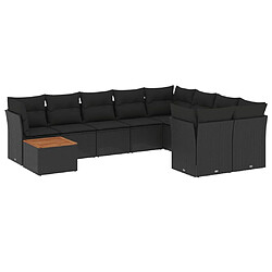 Maison Chic Salon de jardin 10 pcs avec coussins | Ensemble de Table et chaises | Mobilier d'Extérieur noir résine tressée -GKD54762