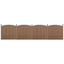 Helloshop26 4 pièces de clôture barrière brise vue brise vent bois composite WPC demi-cercle arrondi 185 x 747 cm brun 03_0000228