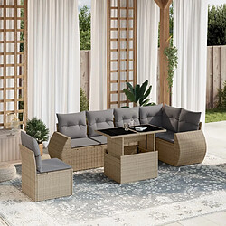 vidaXL Salon de jardin avec coussins 7 pcs beige résine tressée