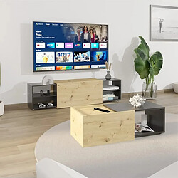 Avis Maison Chic Meuble TV scandinave - Banc TV pour salon 194,5x39,9x49,2 cm Chêne artisanal et noir -MN33307