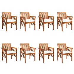 vidaXL Chaises à manger de jardin et coussins lot de 8 Bois acacia pas cher