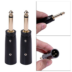 2x Alliage de Zinc 3-Pin XLR Mâle à 1/4 6.35mm Stéréo Fiche Mâle TRS Prise Audio Mic Adaptateur