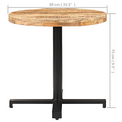 vidaXL Table de bistro Ronde Ø80x75 cm Bois de manguier brut pas cher