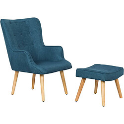 Habitat Et Jardin Fauteuil style scandinave en tissu Odense - 1 place - Bleu foncé