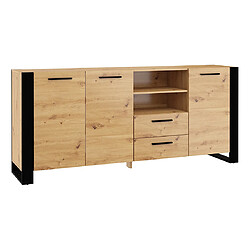 Bestmobilier Donnely - buffet bas - bois et noir - 198 cm