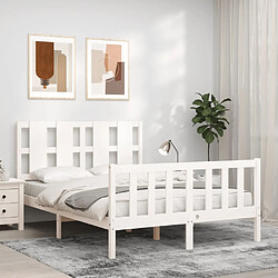 Maison Chic Cadre/structure de lit avec tête de lit pour adulte - Lit Moderne Chambre blanc 120x200 cm bois massif -MN72566