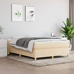 vidaXL Sommier à lattes de lit avec matelas Crème 140x190 cm Tissu