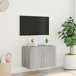 Avis vidaXL Meuble TV mural avec lumières LED sonoma gris 60x35x41 cm