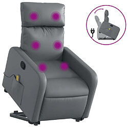 vidaXL Fauteuil inclinable de massage Gris Similicuir