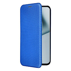 Coque en TPU + PU anti-scratch, texture en fibre de carbone avec béquille en anneau et porte-carte, bleu pour votre OnePlus 10 Pro 5G