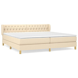 vidaXL Sommier à lattes de lit avec matelas Crème 200x200 cm Tissu