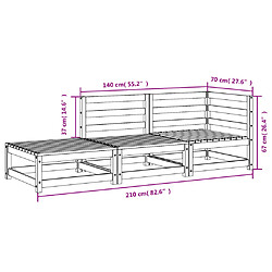 vidaXL Canapé de jardin avec repose-pieds 2 places bois massif douglas pas cher