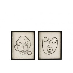 Dansmamaison Deco Murales Visages En Bois/Metal Noir/Blanc Small Assortiment De Deux