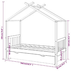 vidaXL Cadre de lit enfant avec tiroir bois de pin massif 80x160 cm pas cher