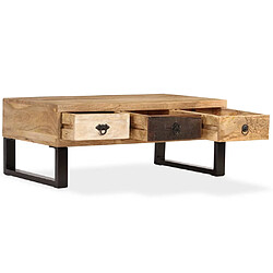 vidaXL Table basse avec 3 tiroirs Bois de manguier massif 90x50x35 cm