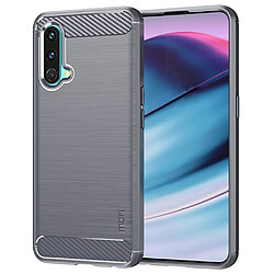 Coque en TPU MOFI Porte-chocs, texture fibre de carbone, surface brossée, gris pour votre OnePlus Nord CE 5G