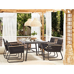 Beliani Table de jardin 150 x 90 cm Verre Noir CANETTO