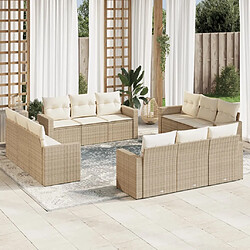 Maison Chic Salon de jardin avec coussins 12 pcs | Ensemble de Table et chaises | Mobilier d'Extérieur beige résine tressée -GKD83552