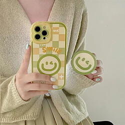 GUPBOO Étui pour iPhone13ProMax Plaid Winking Smiley Creative Mobile Phone Case Holder Femme