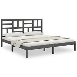 vidaXL Cadre de lit sans matelas bois massif gris 200x200 cm