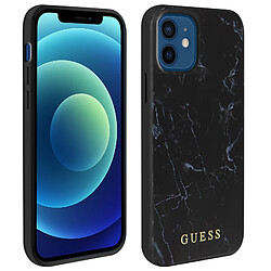 Guess Maroquinerie Coque iPhone 12 Mini Effet Marbres Rigide Marble Cover Guess Noir