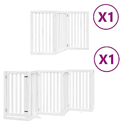 vidaXL Barrière pour chien porte pliable 9panneaux blanc bois peuplier