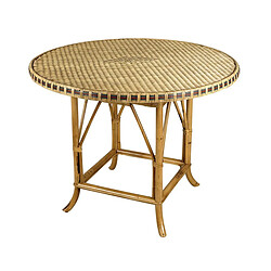 Aubry Gaspard Table ronde en rotin patiné et coloré Surabaya Ø 120.