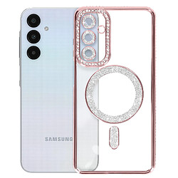 Avizar Coque Diamant pour Samsung Galaxy A25 MagSafe Contour Strass Rose Champagne