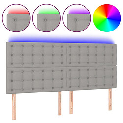 Maison Chic Tête de lit scandinave à LED,meuble de chambre Gris clair 160x5x118/128 cm Tissu -MN77809