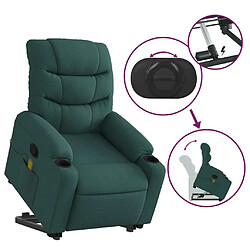 Maison Chic Fauteuil Relax pour salon, Fauteuil inclinable de massage Vert foncé Tissu -GKD54593 pas cher