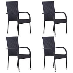 vidaXL Chaises empilables d'extérieur lot de 4 Résine tressée Noir