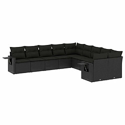 Maison Chic Salon de jardin 10 pcs avec coussins | Ensemble de Table et chaises | Mobilier d'Extérieur noir résine tressée -GKD99398