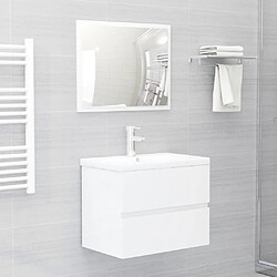 Maison Chic Ensemble de meubles de salle de bain,Armoire rangement Bain Blanc brillant Aggloméré -MN56096